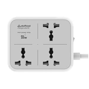 Stuffcool ChargeCube 30 Mini Surge Protector with 3 AC Ports and 30W Dual Port Type C PD PPS Output with Super Fast Charging, Charging iPhones 50% in 30 mins, Charges MacBook Air