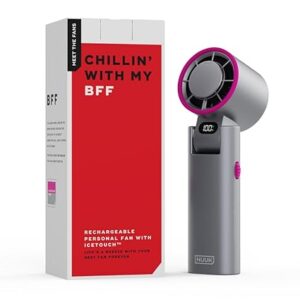 NUUK BFF Hand Fan, 13000 RPM Personal Fan with IceTouch™ Cooling | 3600mAh USB Rechargeable Battery [Up to 10H] | Quiet Foldable Fan for Travel, Commute, Office, Makeup & Outdoor | 100-Speed Dial