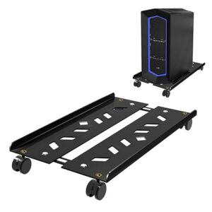 ZORBES® Adjustable Mobile CPU Stand,Ventilated Mobile Computer Tower Stand with 4 Rolling Caster Wheels,Retractable Desktop PC Tower Under Desk CPU Holder PC Floor Cart Riser for Gamers Students