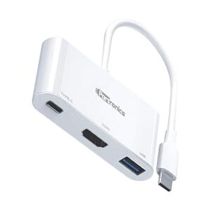 Portronics C-Konnect Type C to HDMI Adapter (3-in-1), Multiport USB C Hub with 4K@30Hz, USB 3.0 @ 5Gbps, 100 W PD Charging Port for Laptop, MacBook, PC and Other Type C Devices (White)