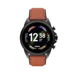 Fossil Gen 6(44Mm, Brown Color) Mens Smartwatch With Amoled Screen, Alexa Built-In, Snapdragon 4100+ Wear Platform, Google Assistant, Spo2, Wellness Features And Smartphone Notifications - Ftw4062
