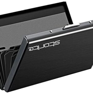 Storite 6 Slots RFID Protected Metal Credit Card Holder Wallet for Men & Women(Shiny Black,9.5 x 6.5 x 1.3 cm)