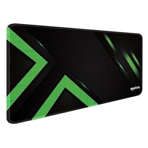 Basics Extended Gaming Mouse Pad Desk Mat for Computer Laptop| Stitched Embroidery Edges| Non-Slip Rubber Base | Keyboard Mouse Pad for Office & Home (795mm x 298mm x 3.45mm) - Green Stripes