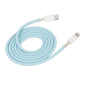 FLORICAN Full Size 1.4 Meter (Pack of 1) Spiral Cable Protector Suitable for All iPhone/Android Mobile Charging Cables (Sky Blue)