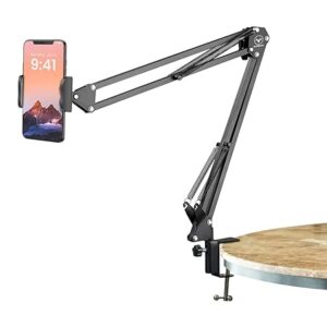 TechMaven Overhead Mobile Stand for Desk | 360 Degree Angle Phone Stand Lazy Magic Arm Mobile Holder for Video Shooting, Cooking Study Table Desk Bed Wall | Sturdy Grip