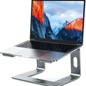 RUBOXA Ergonomic Laptop Stand for Desk - Elevated Computer Stand With Nonslip Tabs - Prevents Shoulder, Back and Neck Pain and Overheating (Gray)