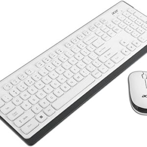 Acer Wireless Keyboard & Mouse Combo with Attractive Durable Design, 2.4GHz Nano Receiver, 10m Range, Indian Rupee Key Code, 1600 DPI, 10M Keystrokes Life for Microsoft Windows and Mac OS(White/Grey)