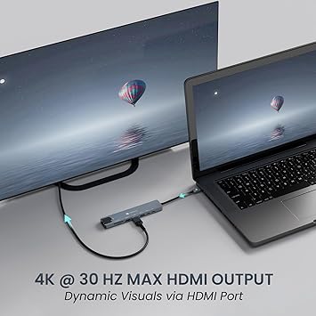 Portronics Mport 8 USB-C Hub (8-in-1) with 4K 30Hz HDMI, 100 Mbps Ethernet, USB 3.0, microSD/SD Card Reader, Type-C Data, PD Charging, USB 2.0, Type-C Plug for Laptop, Mac, PC (Grey) - Image 2