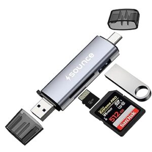 Sounce 6-in-1 Metal Card Reader with OTG USB Type-C, USB 3.0 Multi-Function Memory Card Reader for TF,SD,Micro SD, SDHC, SDXC, MMC, RS-MMC, Micro SDXC