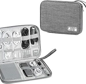 Seagull flight of fashion Nylon Single Layer Electronic Gadget Organizer Case, Tech Kit Accessories Organizer Professional Bag With Mobile Stand - 25 X 19 X 2 Cm - Grey - Model 1