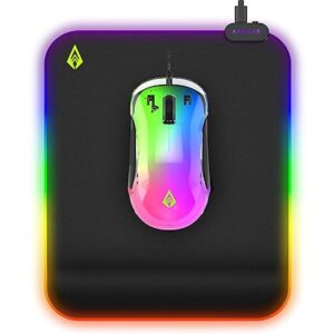 Archer Tech Lab Gaming Mouse Pad with Gel Memory Foam Wrist Support, Low Friction & Smooth PU Surface, 15 RGB Modes, Non-Slip Rubber Base, Ergonomic Mousepad for Laptop, PC, Home, Office (Quiver 200)