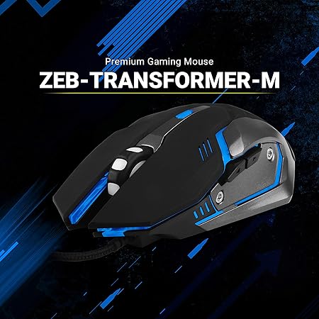 ZEBRONICS-Transformer-M with a High-Performance Gold-Plated USB Mouse: 6 Buttons, Multi-Color LED Lights,High-Resolution Sensor with max 3600 DPI, and DPI Switch(Black) - Image 3