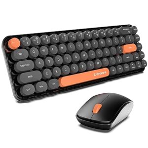 Combo of Wireless Keyboard with Mouse Retro Typewriter Inspired, 2.4GHz for Desktop, Laptop, MacBook and Devices with USB Support, Compact Light-Weight, Single Nano Receiver (KeyPop, Black)